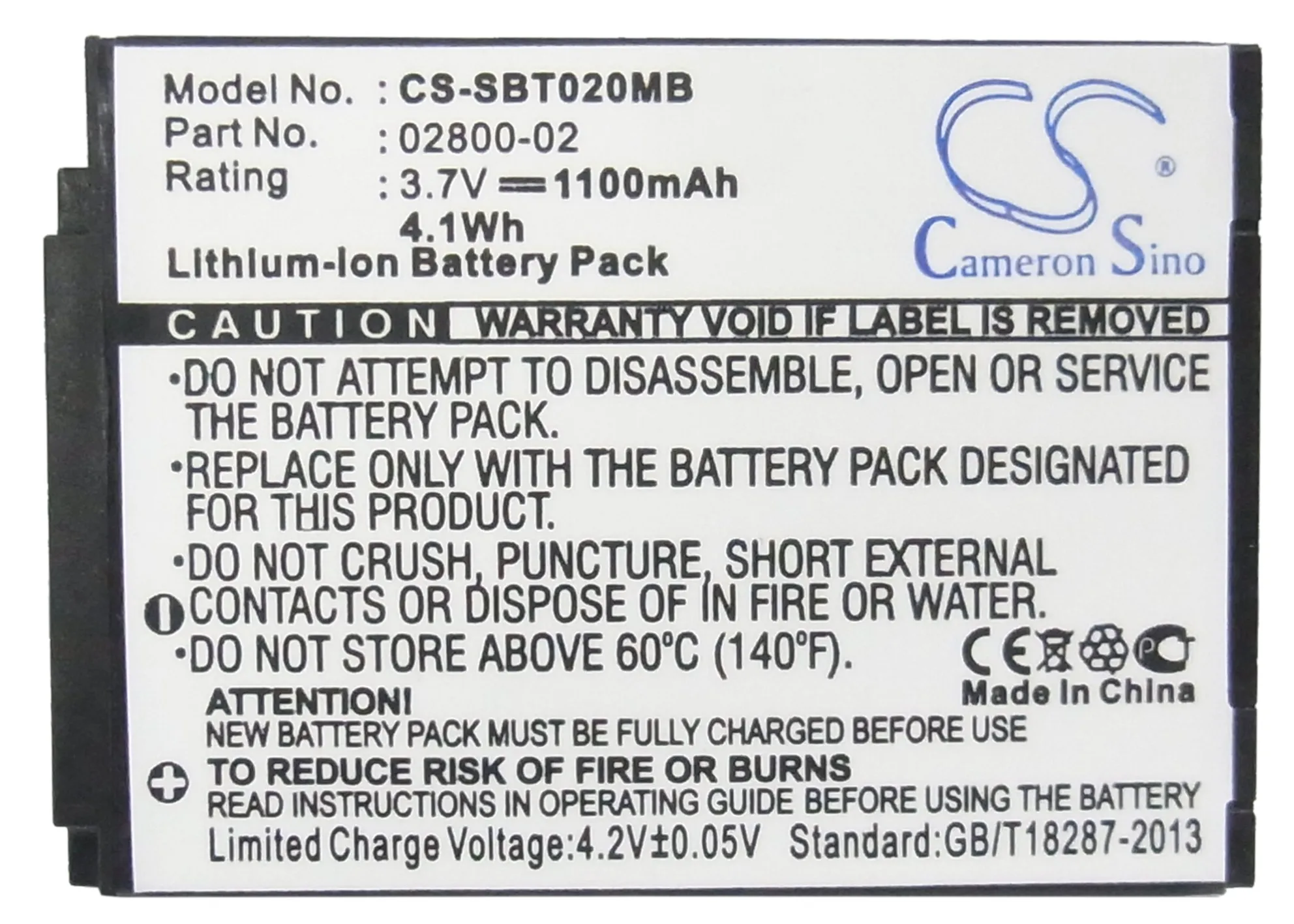 

CS 1100mAh Battery For SecureSight 02040 SecureSight 02044 Universal Extra Battery