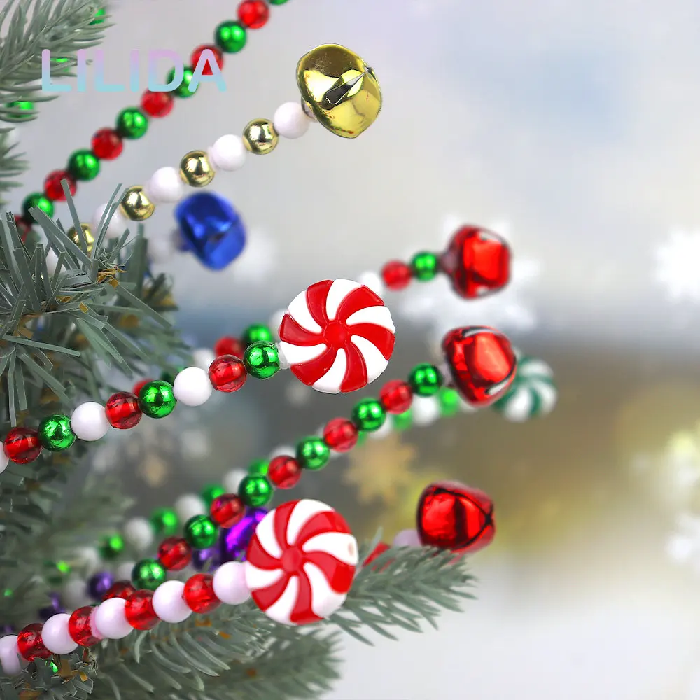 4pcs Candy Bells Christmas Curling Cane Lollipop Xmas Decoration Pendants Tree Xmas Home Decor Noel Gifts Navidad Vase Party