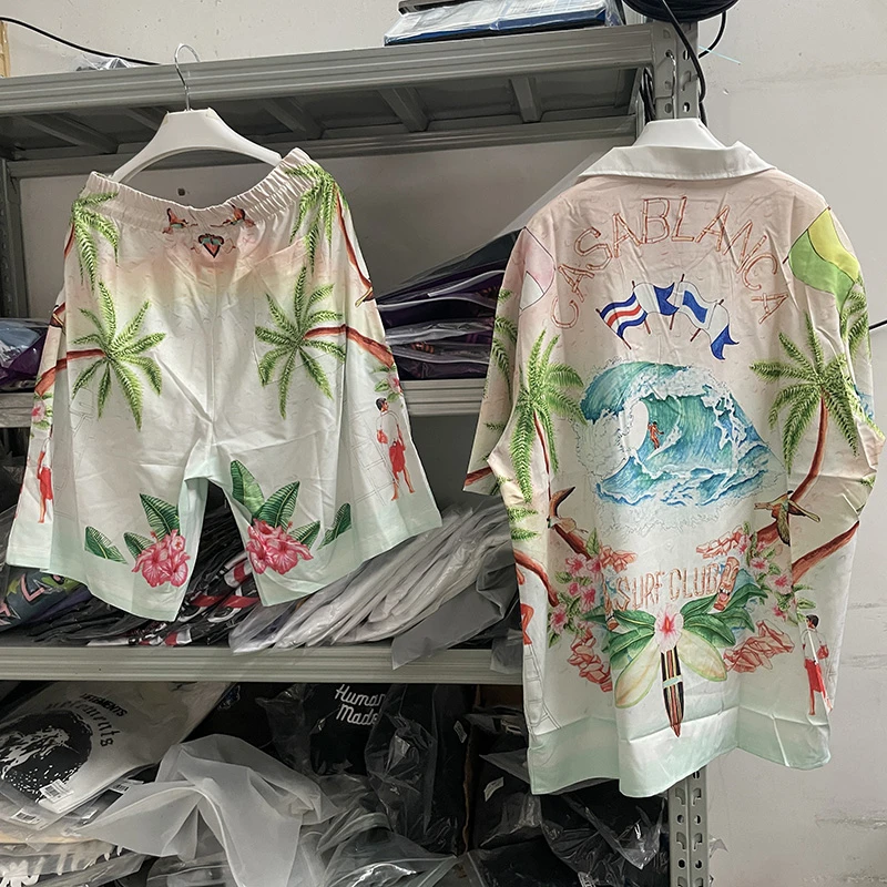 

New Sea Wave Casablanca Coconut Tree Shirts Men Women Hawaiian Shirt Tee Gym