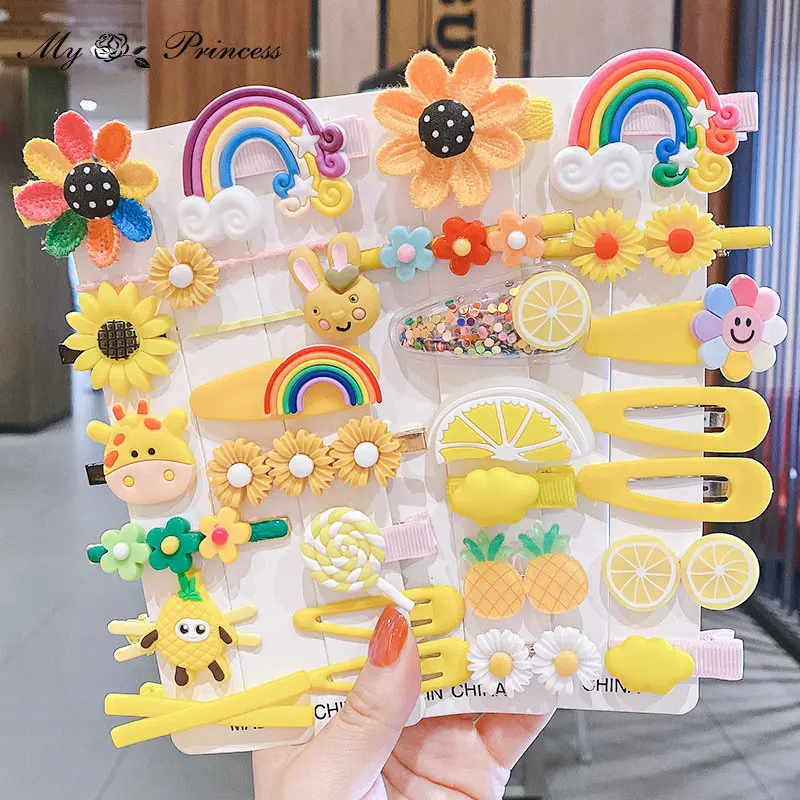 

14PCS/Set New Girls Cute Cartoon Ice Cream Unicorn Hair Clips Kids Lovely Hairpins Headband Barrettes Fashion Hair Accessories