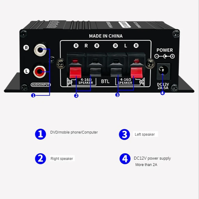 Мини Hi-Fi усилитель мощности AK-270 AK270 12 В аудиосигнала для домашнего кинотеатра
