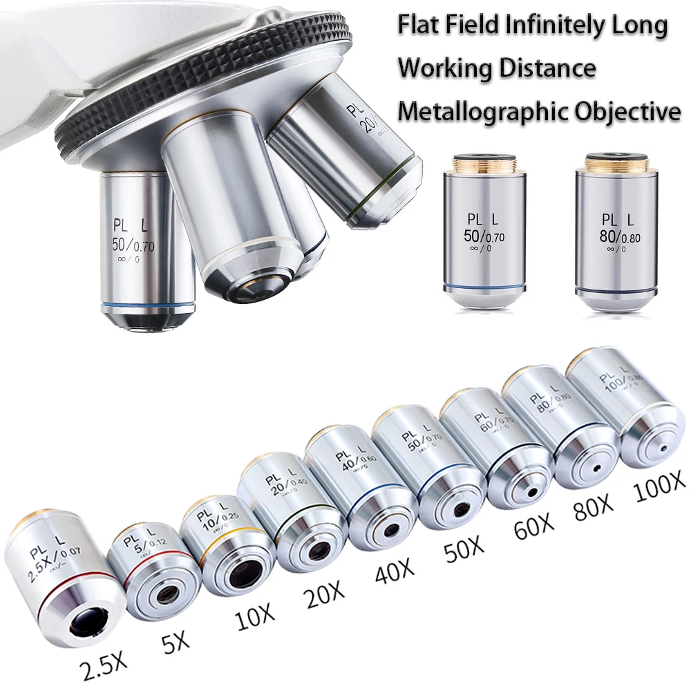 PL L 2.5X/5X/10X/20X/40X/50X/60X/80X/100X длинное рабочее расстояние бесконечный