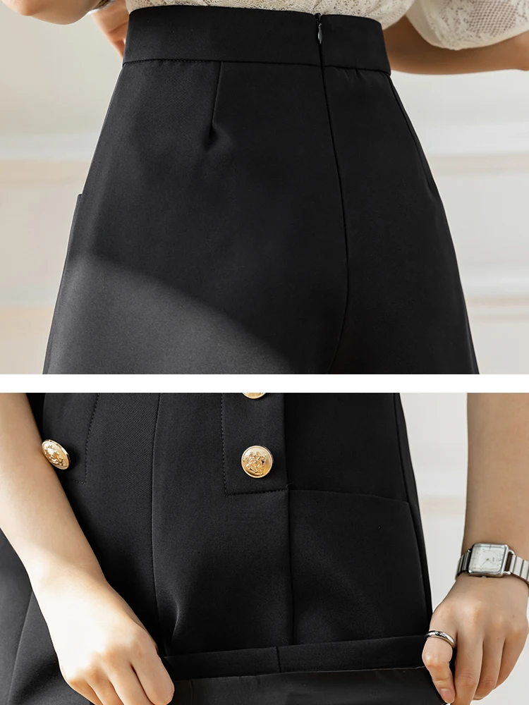 DFRCAEG 2023 Summer Korean Shorts For Women High Waist Black White Khaki Fashion Suit Shorts With Lining Casual Ladies Shorts