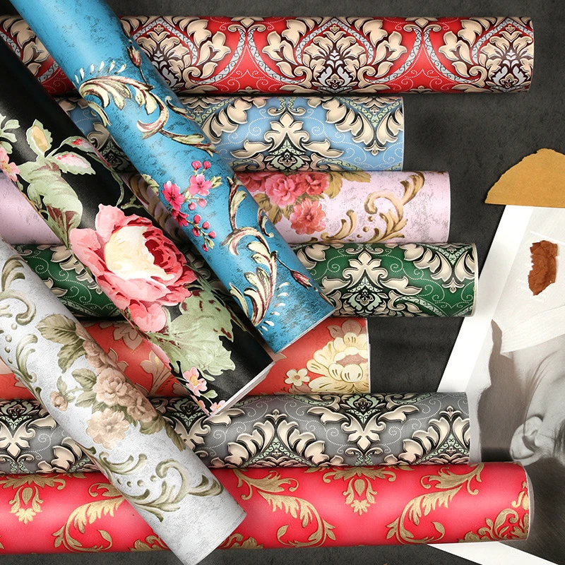 Американский стиль кантри ПВХ обои Ретро Европейский Большой цветок Спальня