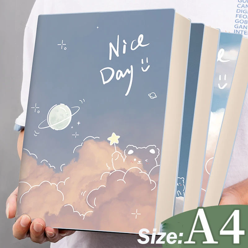 

Cuaderno de bocetos de Line горизонтальный A4, свобода Kawaii для студентов, 400 страниц, ежедневник, бумажник