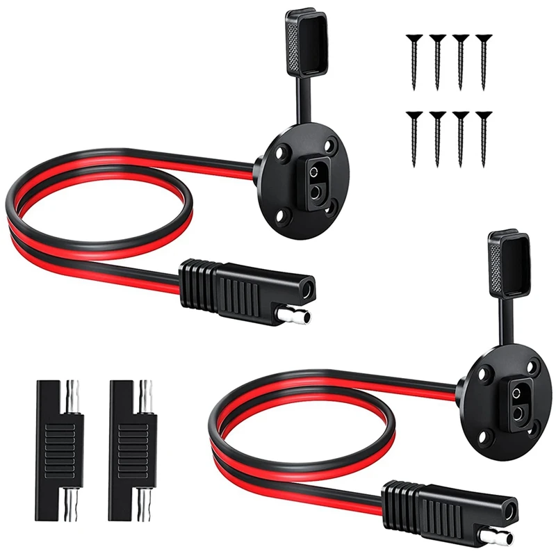 

SAE Power Socket Side Wall Port 10AWG Solar Panel Flush Mount Connector Plug Cable For Solar Generator Battery Charger