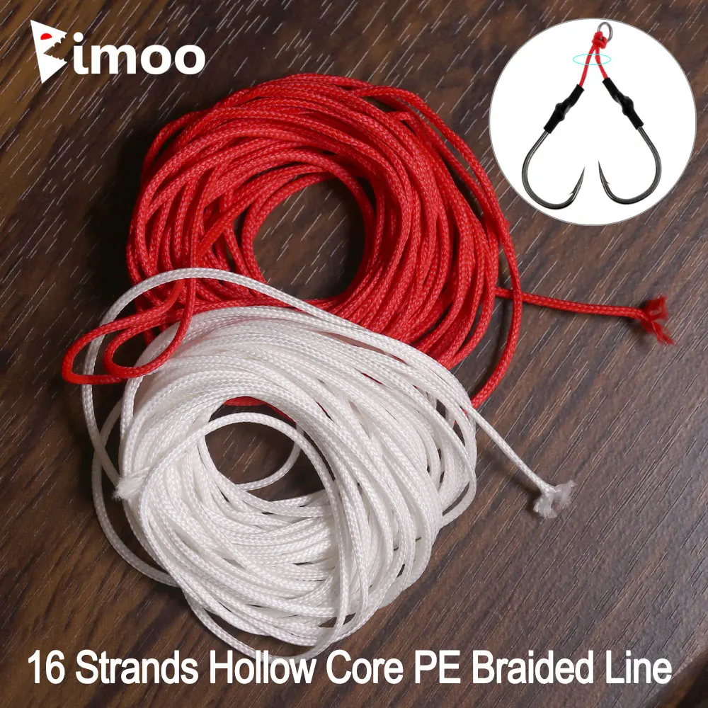

Bimoo 10m/pack 16 Strands PE Braided Fishing Line Super Strong Hollow Core Rope for Jig Assist Hook Rigging Diving Spear Fishing