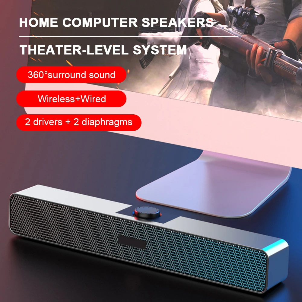 

Blue-tooth 4.1 Speaker Wired/Wireless Sound Bar for Phones, Computers, Desktop Supports AUX/BT