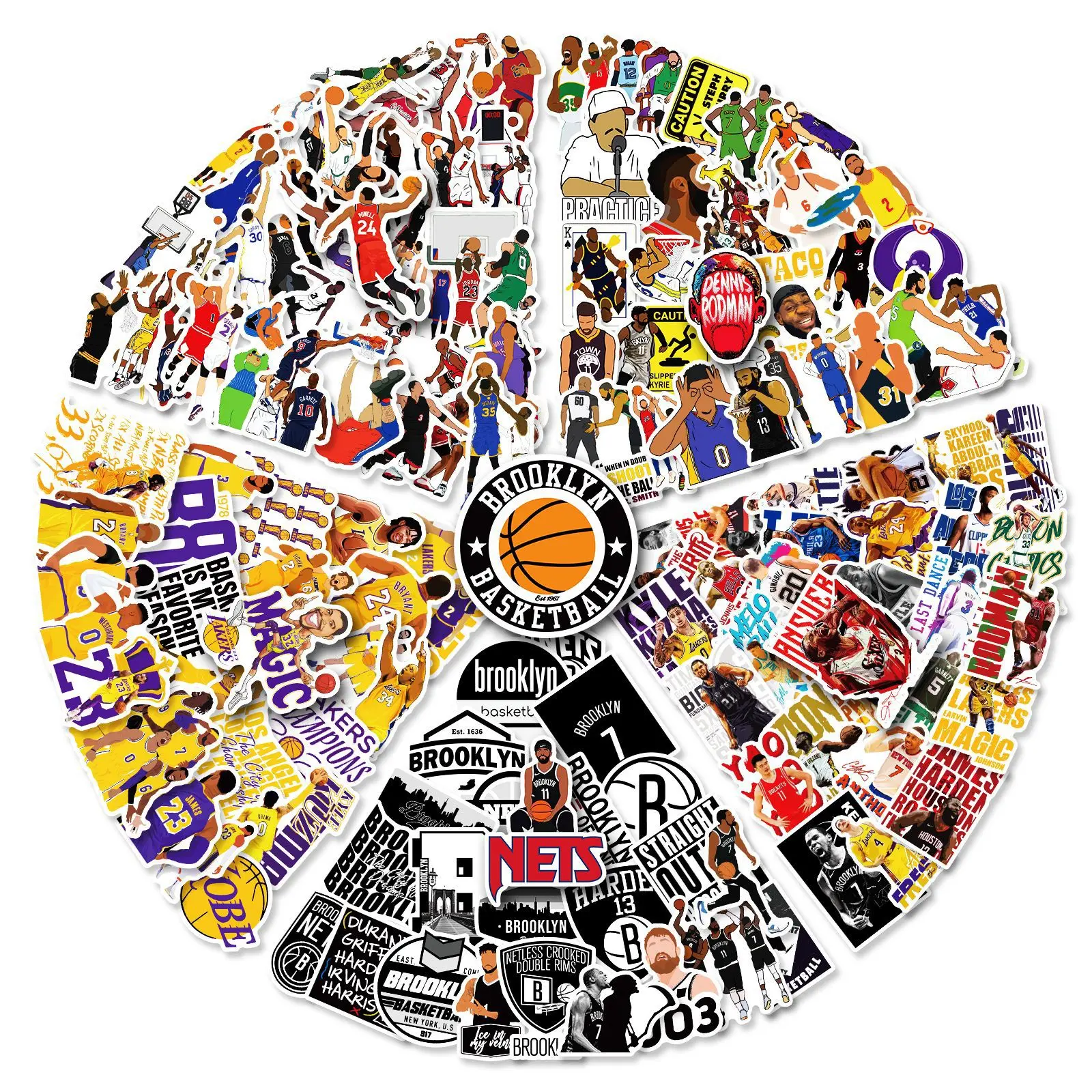 

50pcs NBA Series Combination Sticker Cartoon Graffiti Basketball Team Logo Sport Sticker Cute Sticker Pack Laptop Skin