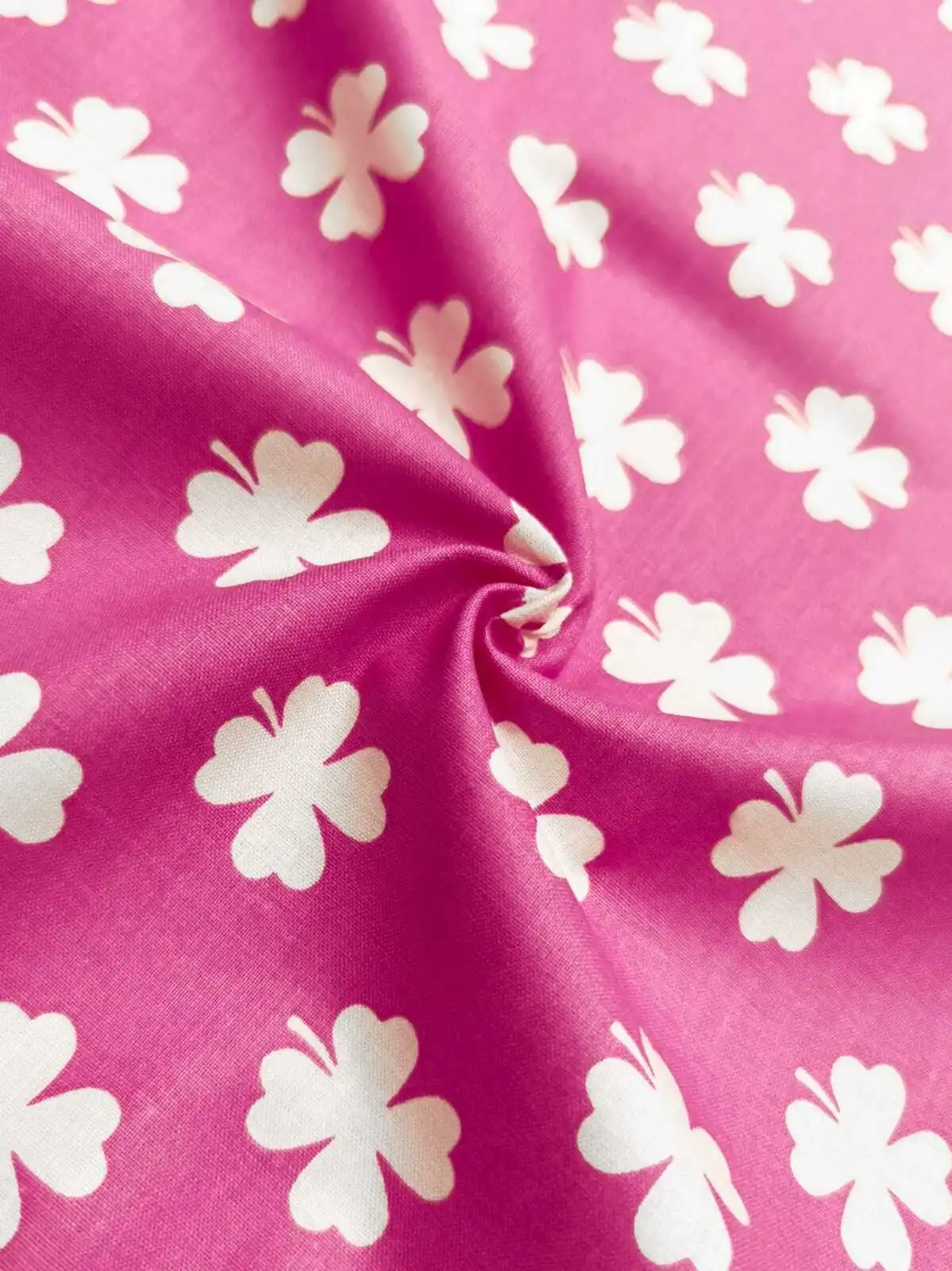 Ткань для шитья Поплин 100% хлопок 50*160 см &quotКлевер на розовом&quot | Дом и сад