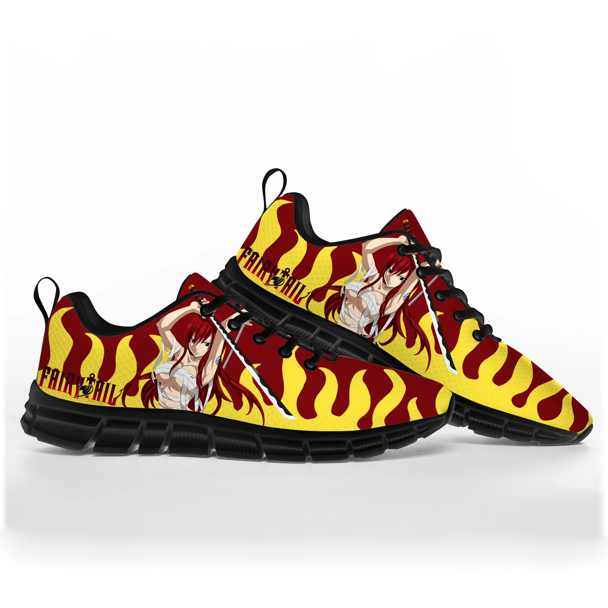 

Erza Scarlet Anime Fairy Tail Sports Shoes Mens Womens Teenager Kids Children Black Sneakers Custom High Quality Couple Shoe