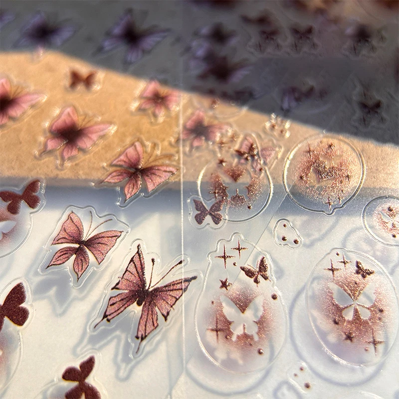 Полупрозрачные полые наклейки для ногтей Maillard с бабочкой 5D рельефные
