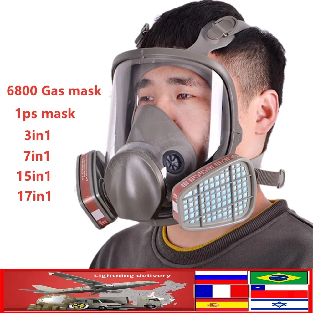 

6800 type industrial spray paint spray respirator safety work filter dustproof full face gas mask formaldehyde protection