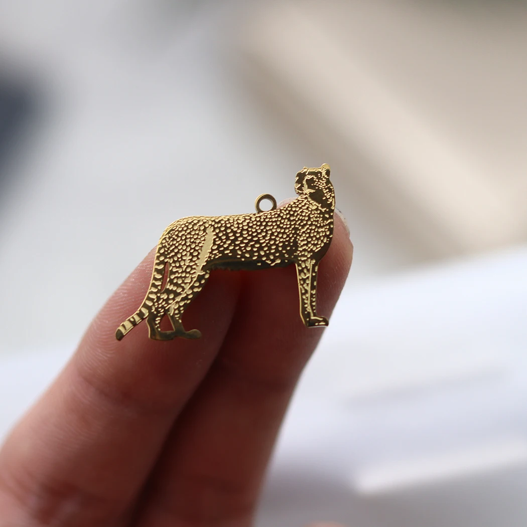 Фото 2pcs нержавеющая сталь гепард подвески животных Charms украшения, делая DIY креативные браслеты ожерелья подвески аксессуары №3