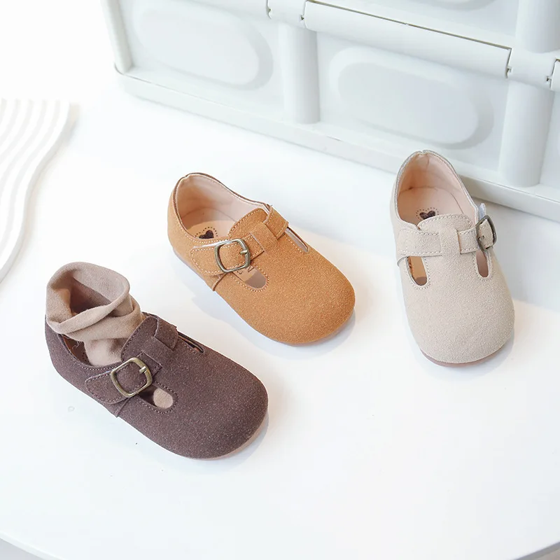 

Boston Clogs Loafer Children Genuine Leather Suede Slippers Brand Designer Slides Fashion Kids Platform Cork Mules Flats Shoes