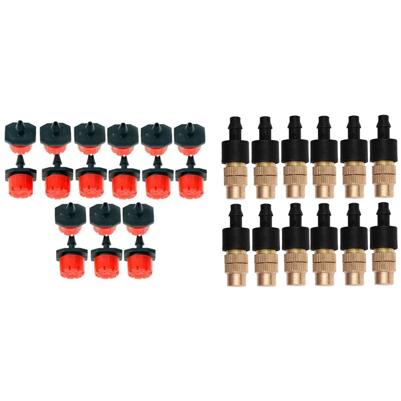 75 Pcs Micro-Flow Dripper Drip Head Adjustable 8-Holes & 12 Set Copper Adjustable Spray Nozzle Spray Atomization