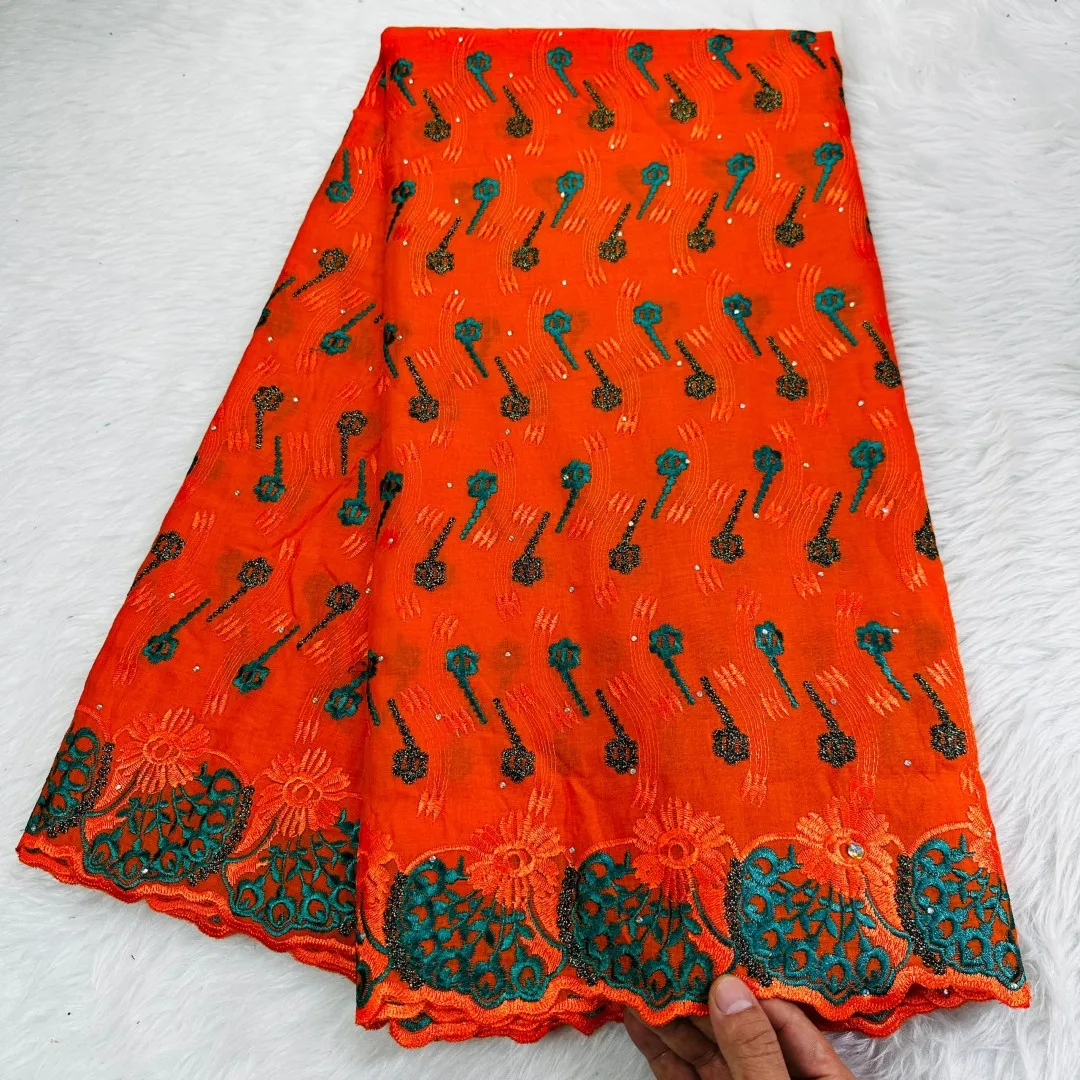 5 ярдов швейцарская ткань 2023 новейшая африканская вышивка бисером 100% хлопок