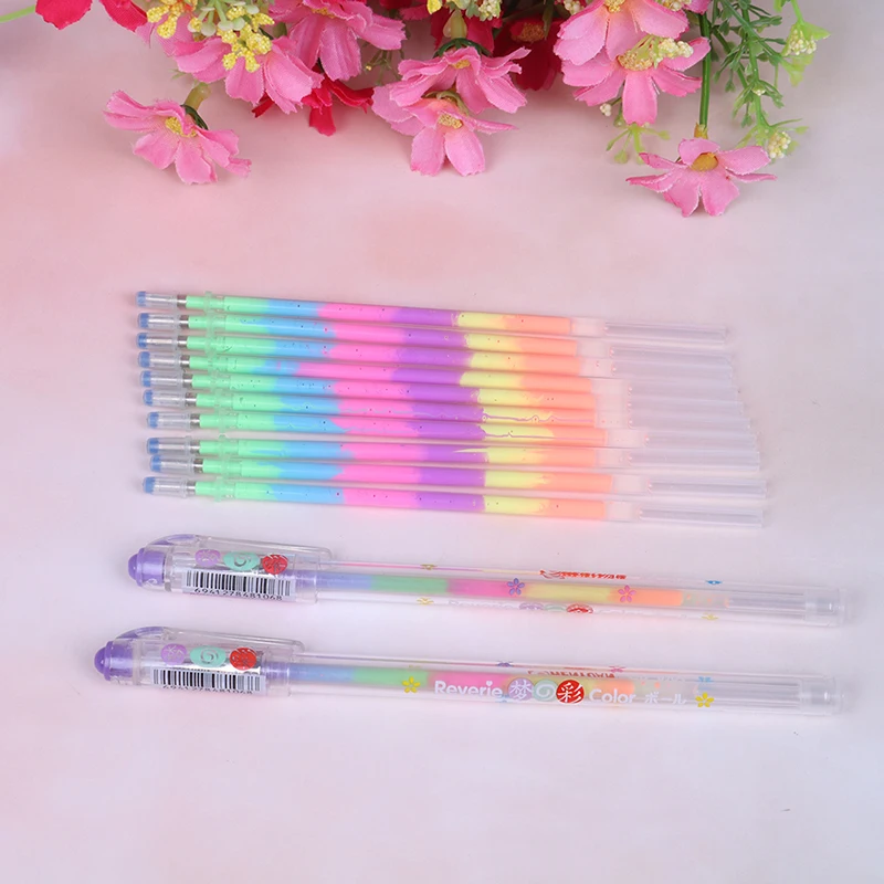 210P Multi Color Rainbow Refill Highlighters Gel Ink Pen School Supplies | Канцтовары для офиса и дома