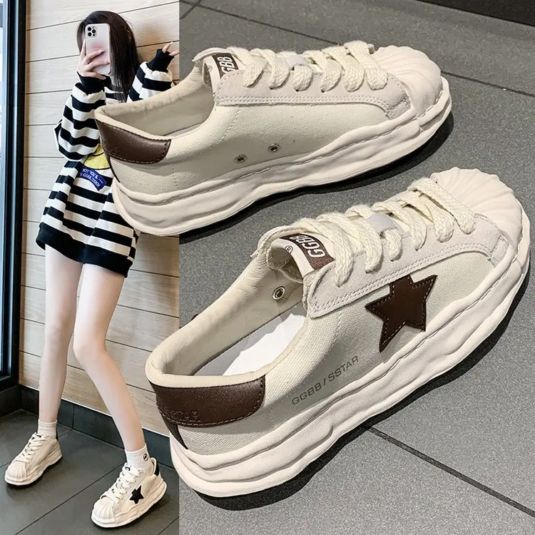 

Canvas Shoe Female Dissolve Shoe Japanese Ugly Sprout Big Head Shoe Thick Sole Dissolve Female Board Platform Shoes