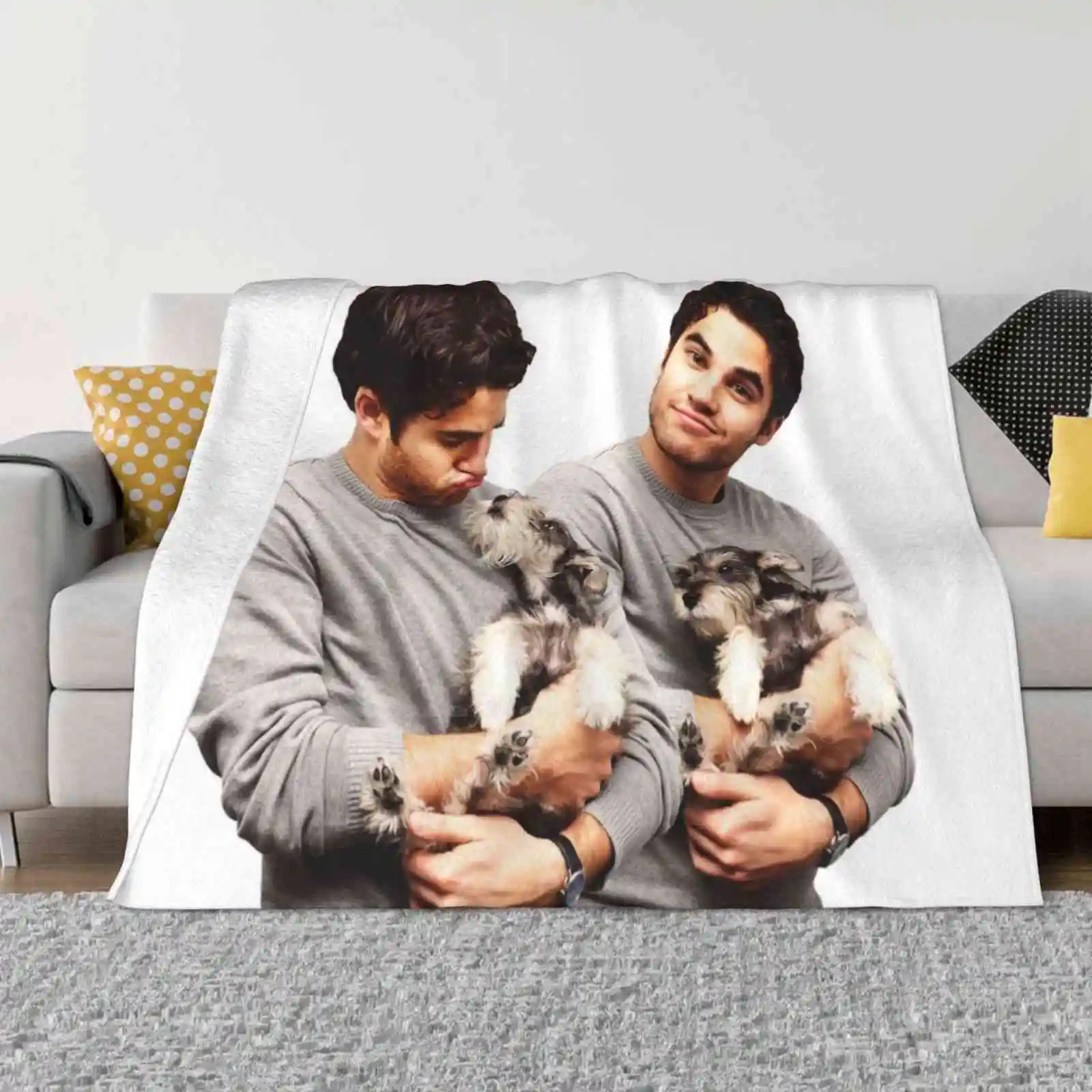 Одеяло Darren Criss Holding A Puppy мягкое теплое дорожное портативное одеяло Blaine Anderson Glee Dog