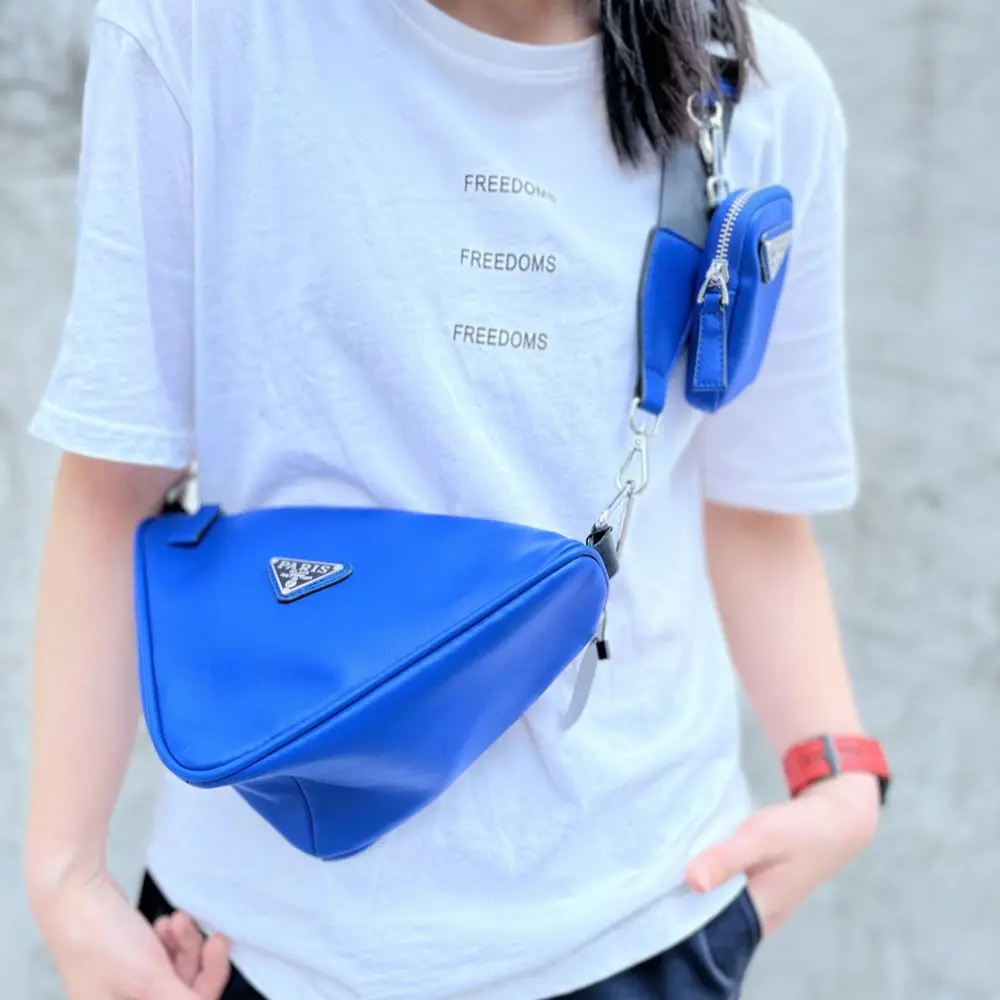 

Новинка 2022, трендовая треугольная сумка через плечо синего цвета, женская сумка через плечо