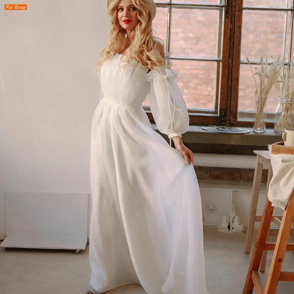 

Женское свадебное платье с открытыми плечами, элегантное фатиновое платье с кружевной аппликацией, индивидуальный пошив, со шлейфом