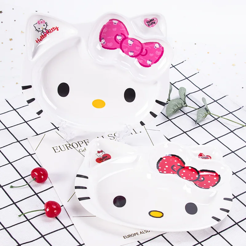 

Cute Sanrio Hello Kitty Children Cutlery Cartoon Baby Eating Tray Fruit Tray Dinner Plate Children Food Tray Child Tableware