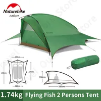 Naturehike Ultralight FLYING FISH 2 Person Tent Camping Portable 20D Nylon Windproof Tent High Tent Roof 1.74kg Outdoor PU2000mm