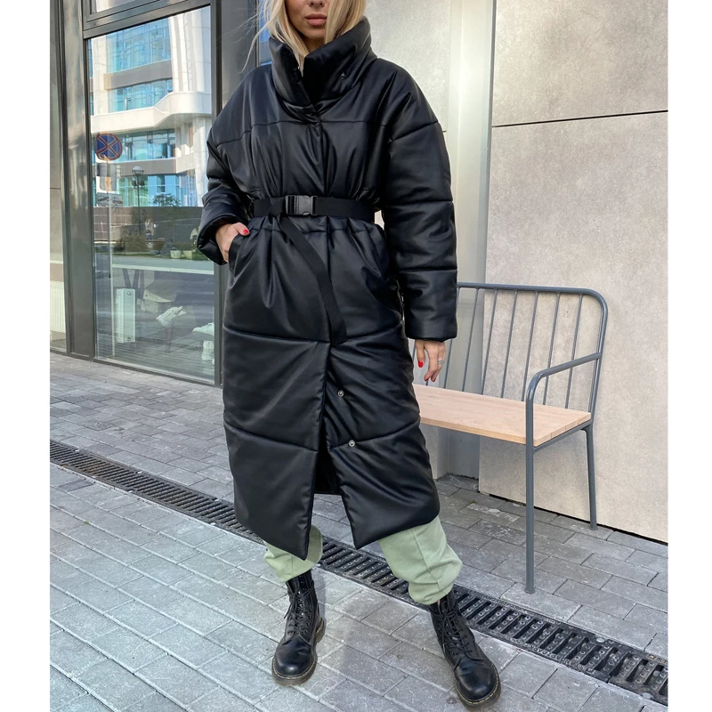 Malina Winter Parkas Women Fashion Straight Loose Coats Women Elegant Pockets Long Cotton Jackets Female Ladies JM
