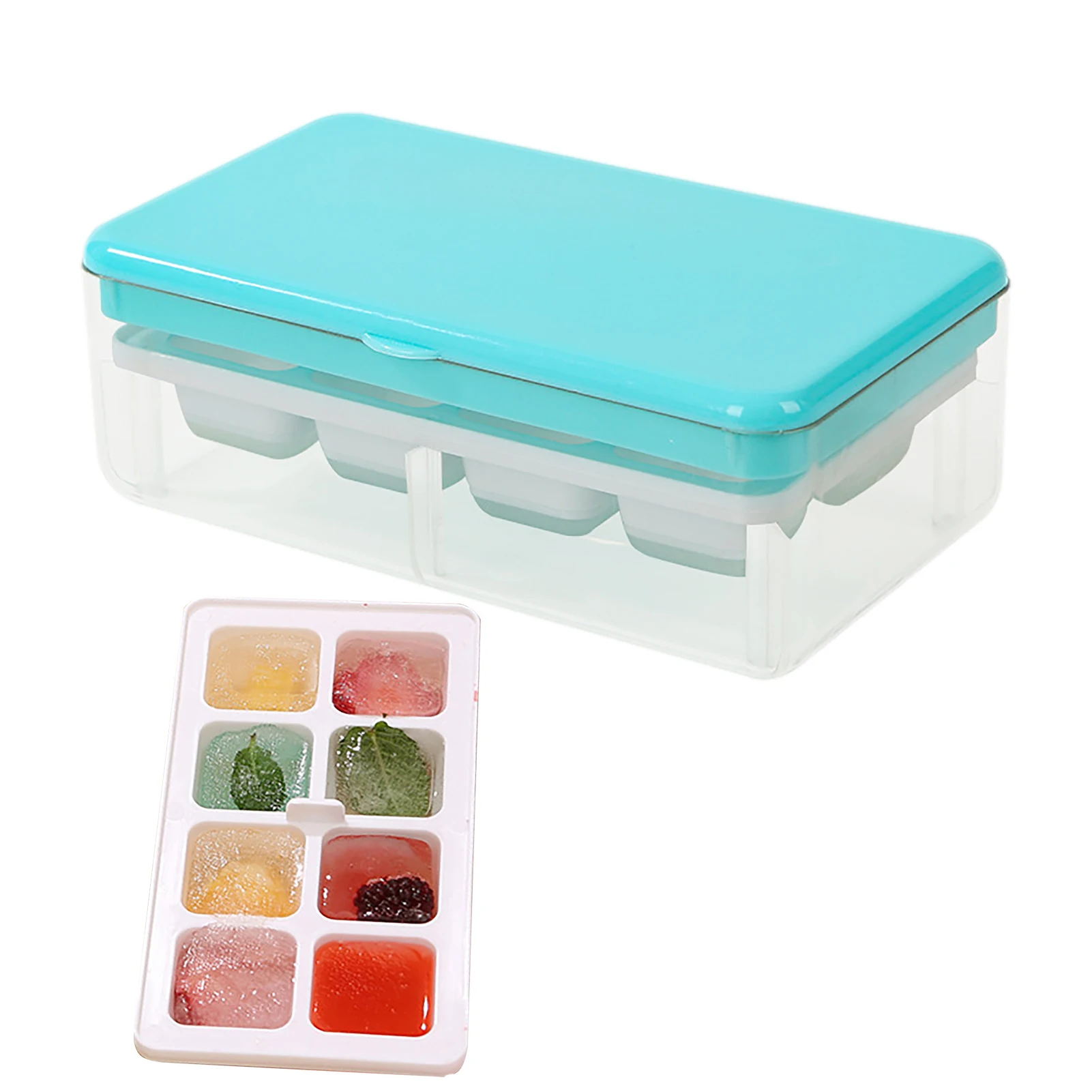

Ice Cube Tray With Lid Ice Cube Maker Ice Cube Molds With Ice Container Easy Release Making Popsicles Iced Tea Ice Cream