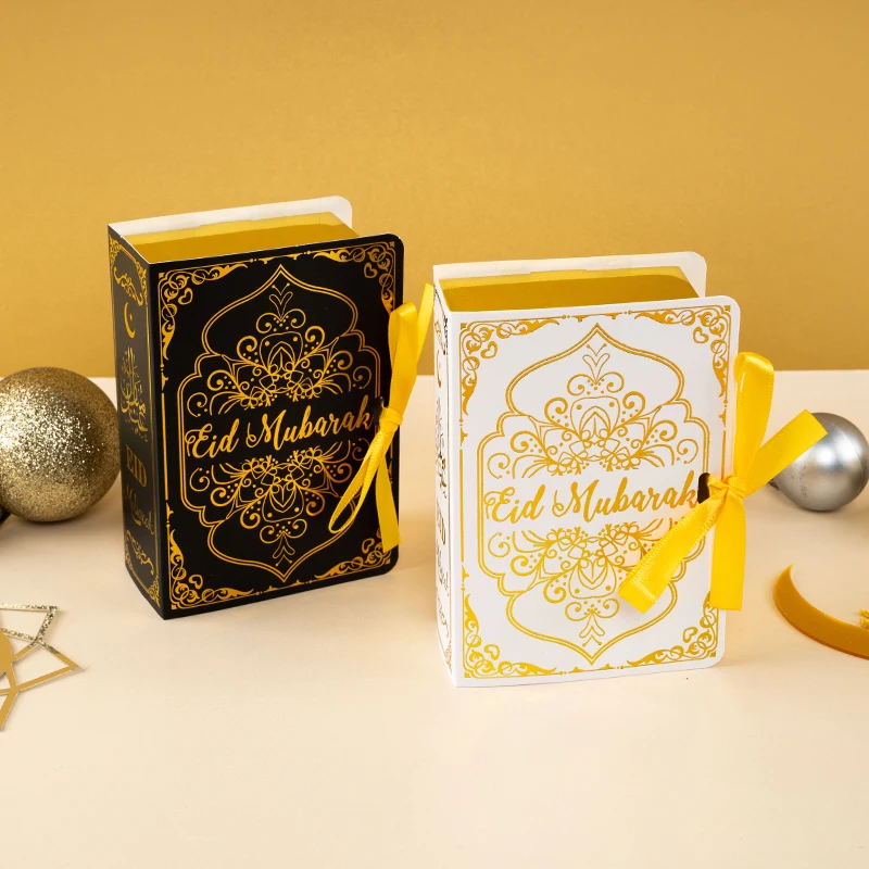 

LBSISI Life 5pcs Book Shape Eid Mubarak Gift Boxes For Chocolate Candy Nougat Packaging Wedding Favor Xmas New Year Party Decora