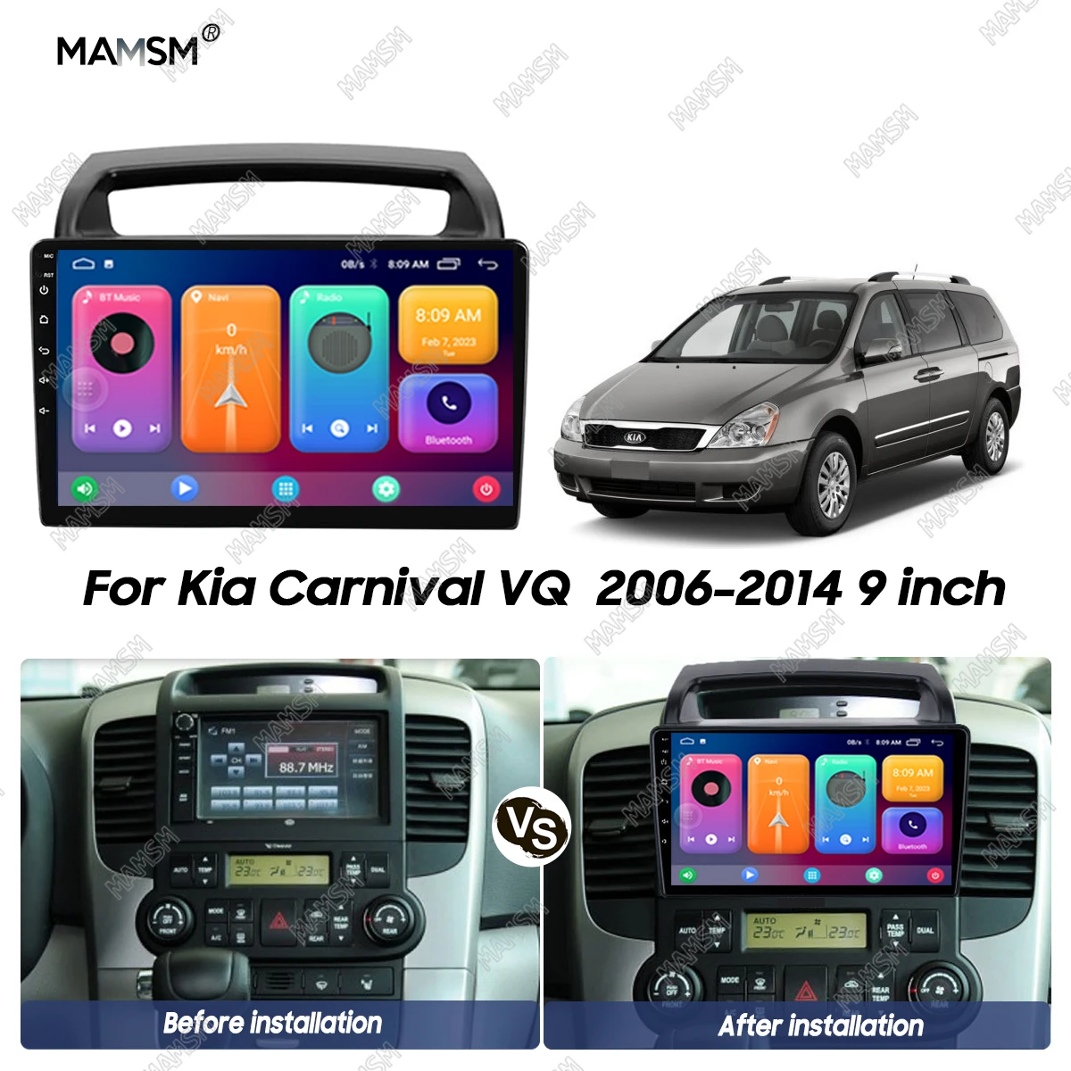 9-дюймовая панель для радиоприемника MAMSM подходит Kia Carnival VQ 2006 2007 2008 2009 -2014