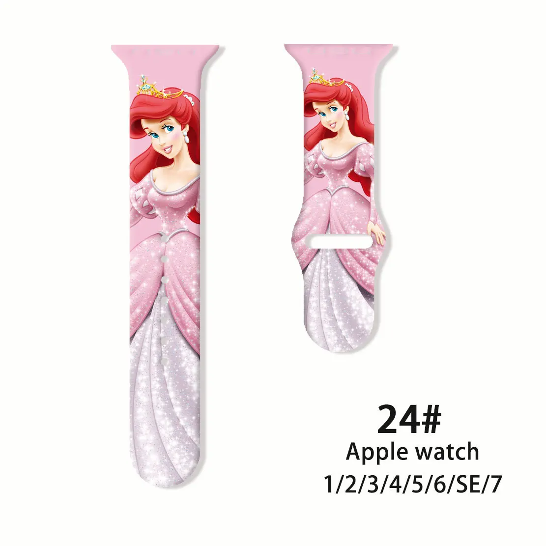 Фото Силиконовый ремешок Disney Princess Melody для Apple Watch Band, браслет для iWatch SE 7 6 5 4 3 2 1, 41 мм 45 мм 44 мм 42 мм 40 мм 38 мм №3