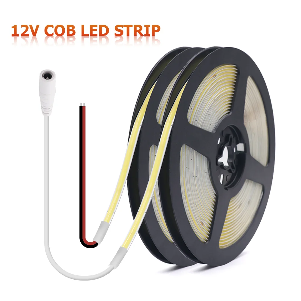

12V COB LED Strip Lights 5MM 320Leds/m High Density FOB LED Tape White Warm White Natural White 4000K Dimmable COB Ribbon Light