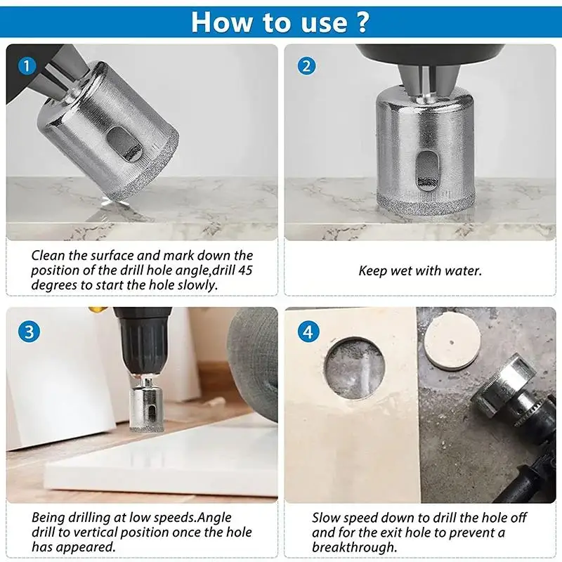 Набор сверл для плитки с никелированным покрытием набор из 10 насадок сверления