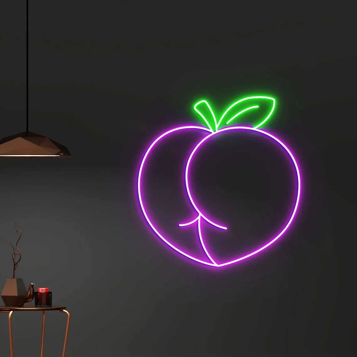 Персиковая неоновая вывеска в виде ягодиц для игровой комнаты спальни Ночной