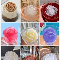 creative rose shape silicone ice cube maker 3d molds cocktails whiskey wine ice cube tray cream bakeware model kitchen tools
