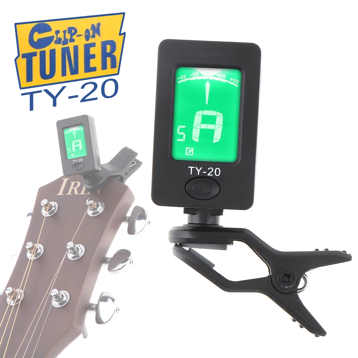 

Portable Guitar Tuner Clip-On Double Color Backlight LCD Digital Tuner with Battery for Chromatic Guitar Bass Ukulele Violin