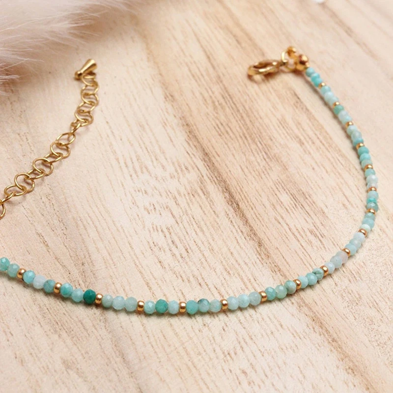 

Женский браслет ручной работы из натурального камня, синий браслет с бусинами и кристаллами в подарок, 2022