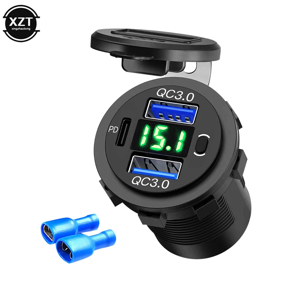Фото Автомобильное зарядное устройство с двумя USB-портами, 12 В/24 В №1
