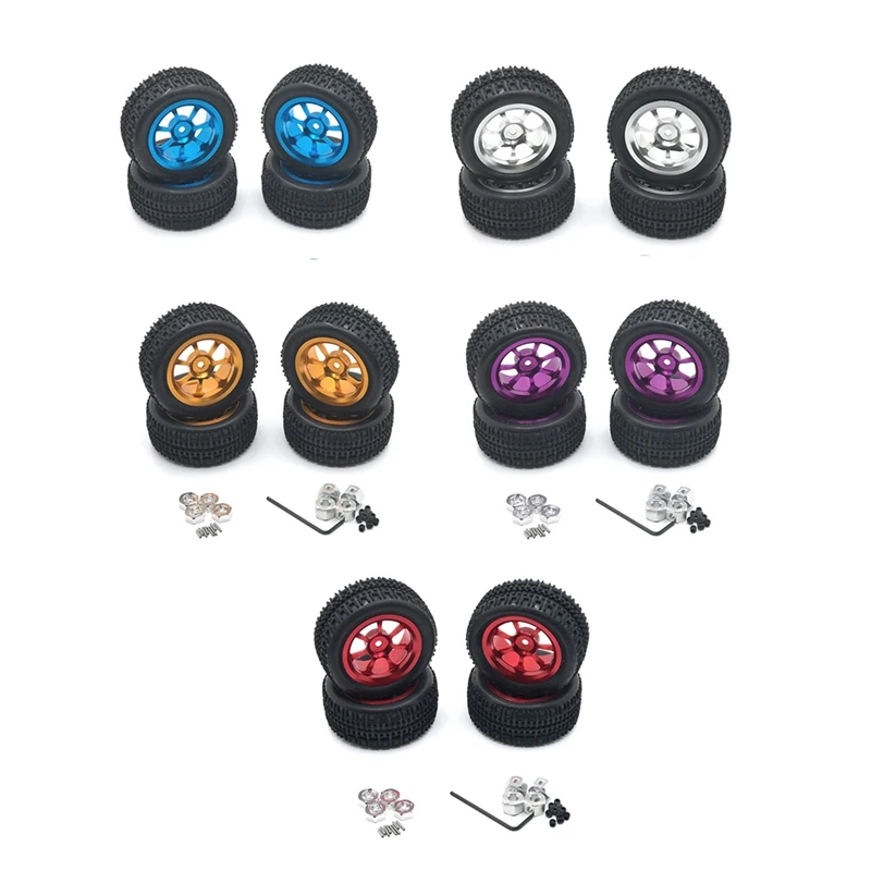 

76mm Metal Wheel Tire Tyre with Wheel Hex Nut Adaptor for Wltoys A959 A979 144001 124019 RC Car Upgrade Parts