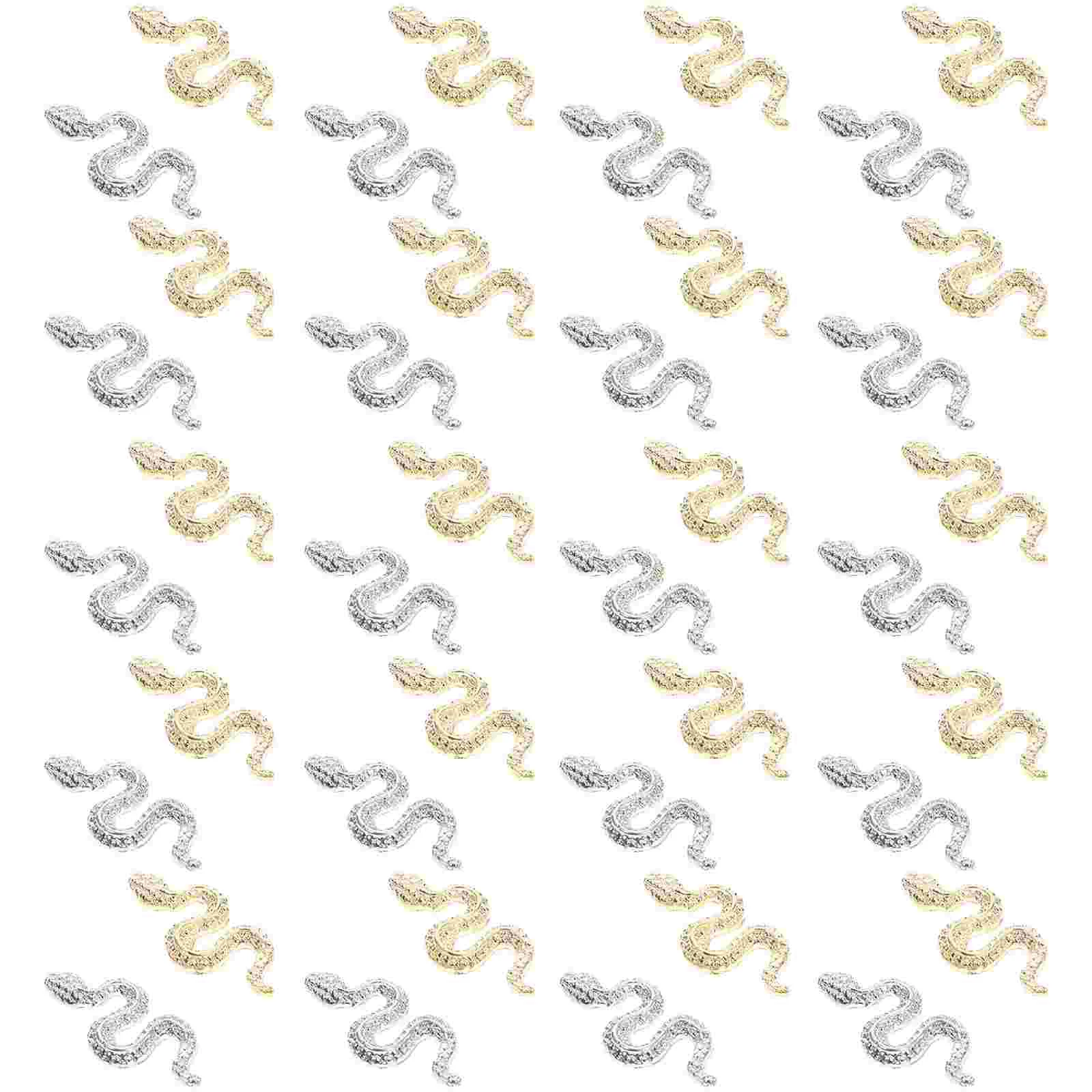 

40 Pcs Little Snake Nail Jewelry Zodiac Charms Gold Rhinestones Decorate Nails Design Acrylic Zinc Alloy 3d