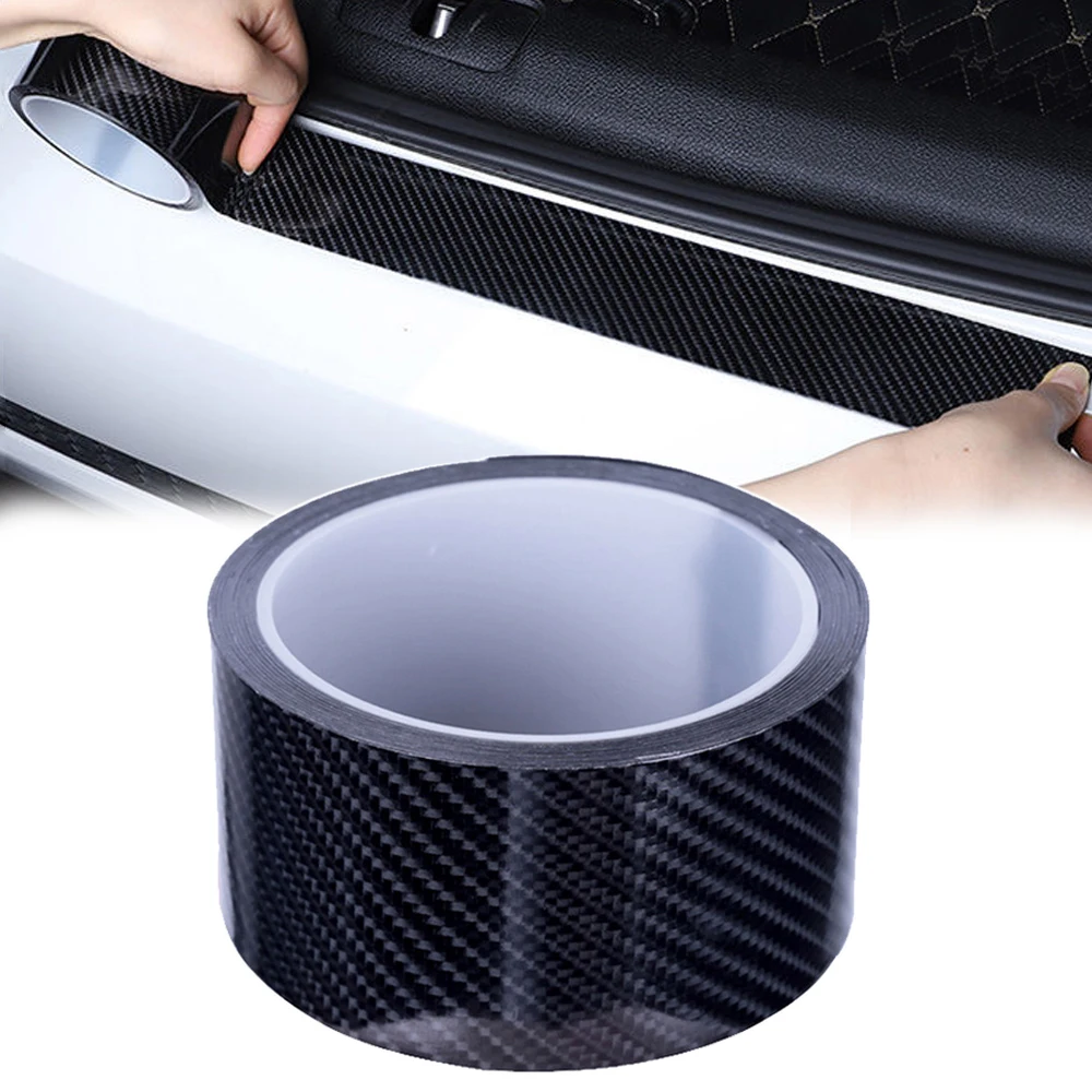 

3D Carbon Fiber Car Sticker DIY Paste Protector Strip Auto Door Sill Side Mirror Anti Scratch Tape Waterproof Protection Film