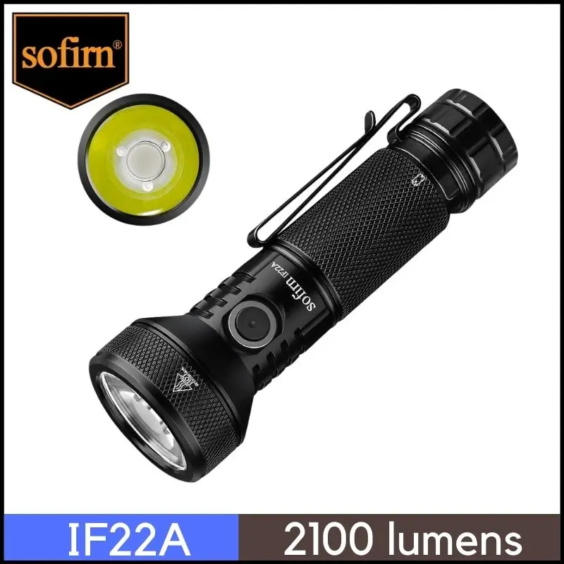 Sofirn IF22A 21700 USB 3A Rechargeable Powerful LED Flashlight 2100 Lumens 680M Throw Reverse Charging Super Bright Torch