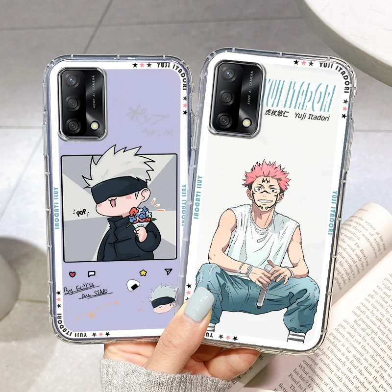 

Anime Comics Jujutsu Kaisen Phone Case For OPPO Find X6 X5 X3 F21 Neo Lite A96 A57 A77 A74 A76 A55 A54 A53 K10 5G Transparent