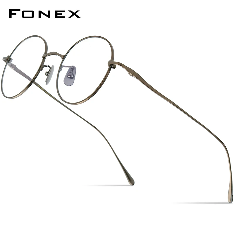 FONEX Pure Titanium Glasses Women Colorful Retro Round Prescription Eyeglasses 2023 Vintage Myopia Optical Eyewear DIG
