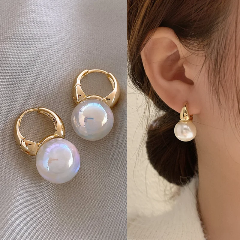 Temperament Women's Earrings Colorful Pearl Earrings Geometric Ear Buckle Elegant Women's Jewelry Anniversary Party Gift