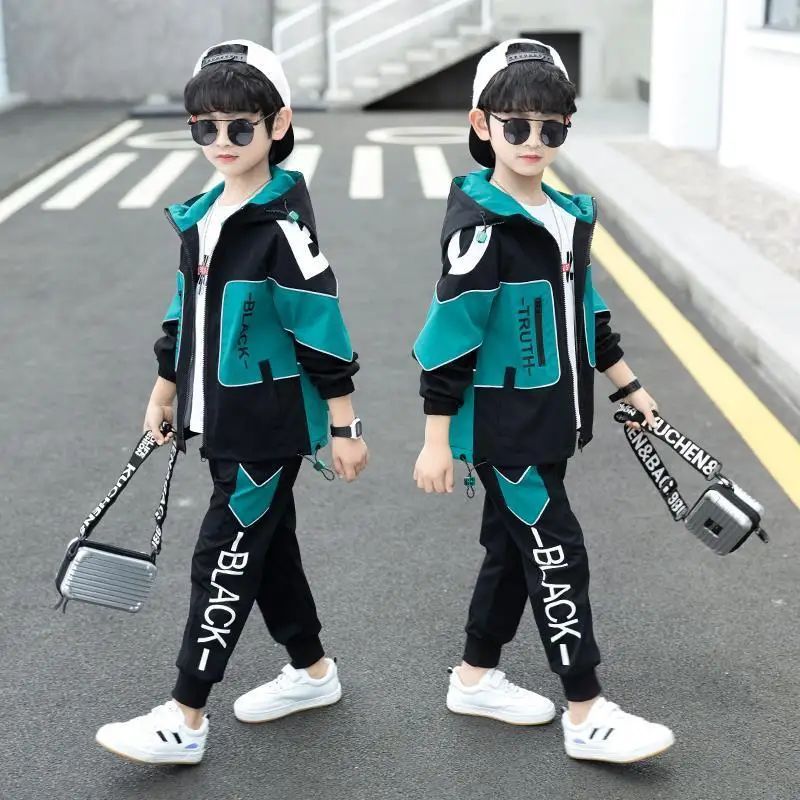 

Boys Clothes Set Sweatshirt Pants 2 Piece Outfit Spring Autumn Kids Sport Suit Children Clothing 7 8 10 11 12 Years 2023 Fashion
