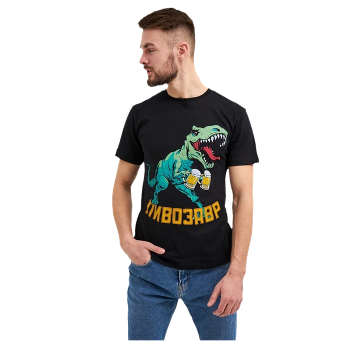 

Boutique Tee Shirt Men's Summer T-Shirt With Pivosaurus Print Cool Male Cotton Clothes Pivosaurus Shirt