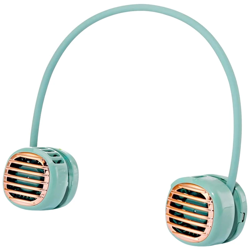 

Portable Neck Fan Hands-Free Personal USB Fan-Ultra-Light Rechargeable Battery Operated Bladeless Fan 4 Speeds Green